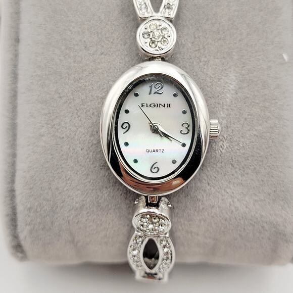 ELGIN II Ladies Watch Face ELS28 Rhinestone Band Japan Vtg - Picture 1 of 14